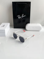 RB #4 METAL WHITE BLACK POLARISED SUNGLASSES