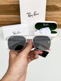 RB #4 METAL WHITE BLACK POLARISED SUNGLASSES