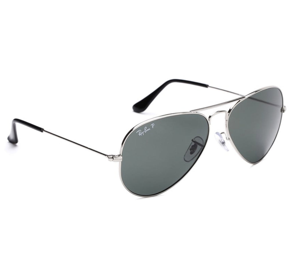 RB Aviator Classic Silver Black UV-400 Sunglasses