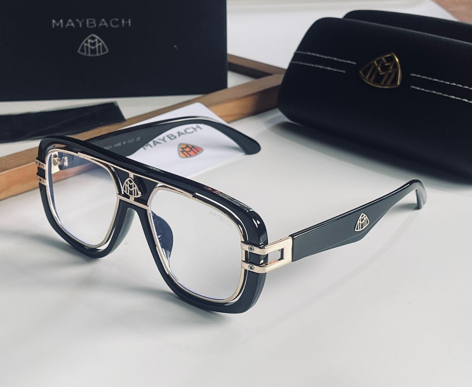 MAY-BACH 7339 SILVER BLACK TRANSPERANT MENS UV-400 SUNGLASSES