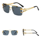 New Stylish Rimless Panther face Luxurious Gold Black UV-400 Unisex Fashion Sunglasses (Copy)