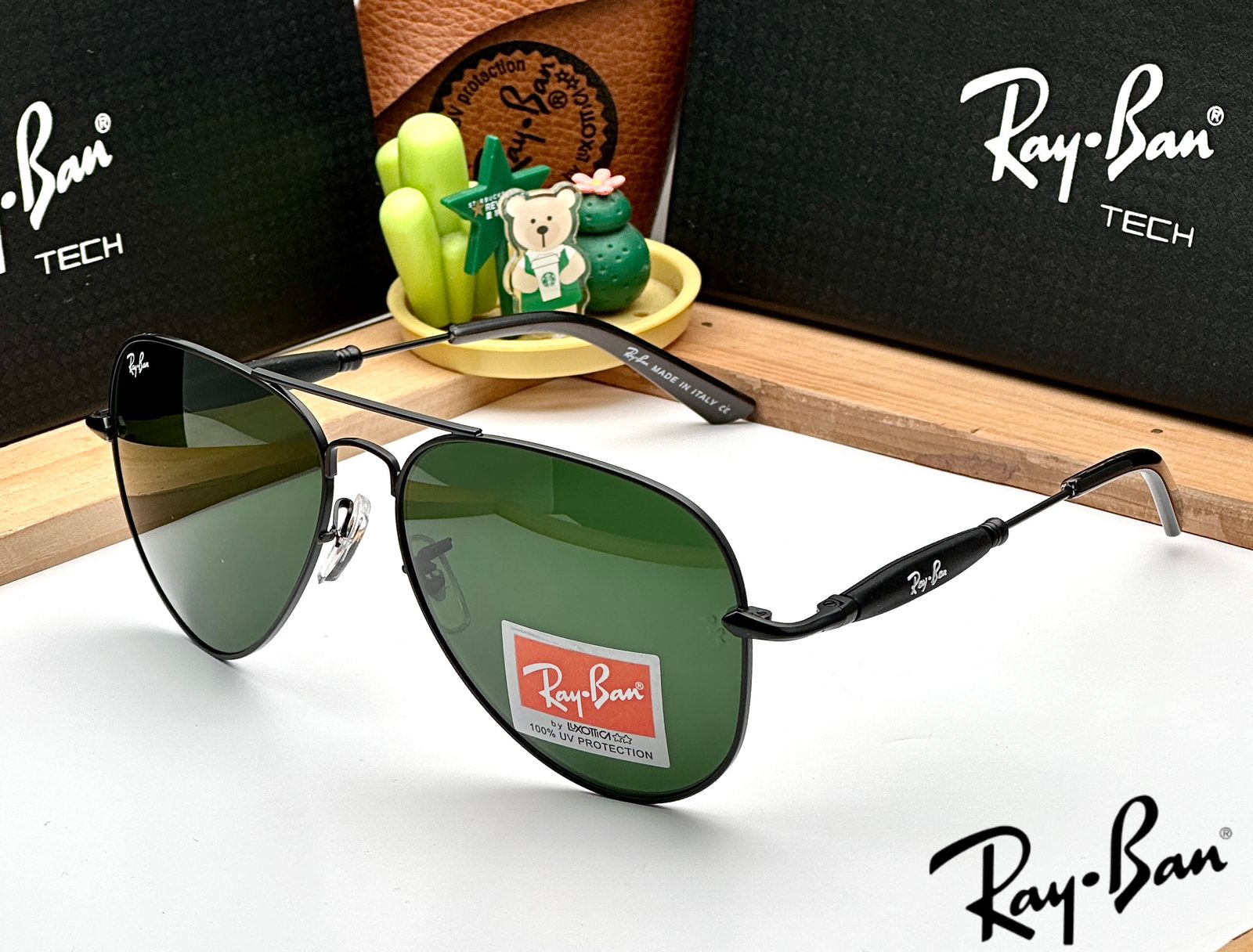 RB 3517 BLACK GREEN UV-400 SUNGLASSES