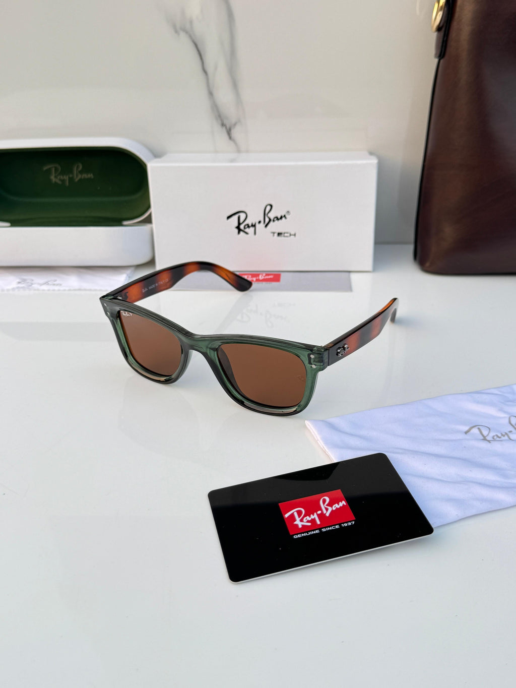 RB 0502 OLIVE TIGER BROWN POLARIZED SUNGLASSES