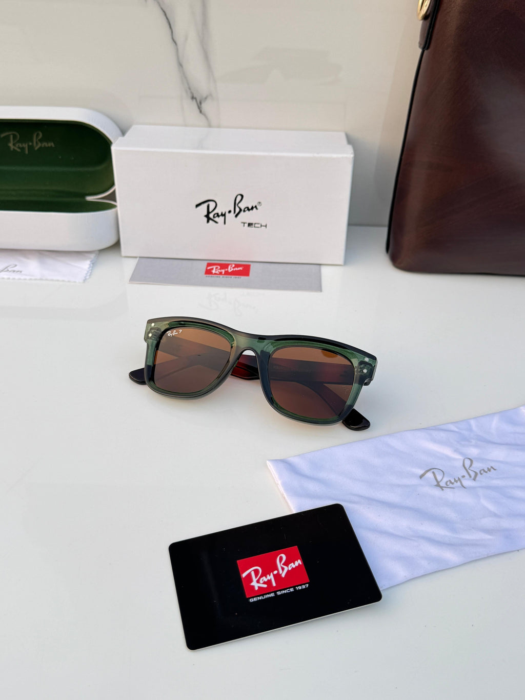 RB 0502 OLIVE TIGER BROWN POLARIZED SUNGLASSES