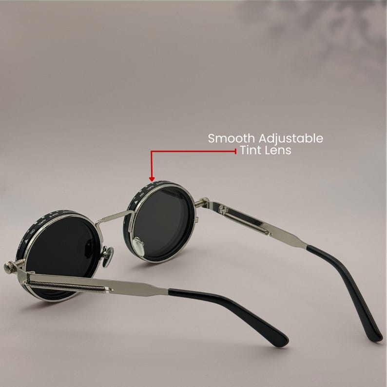 Steampunk Sunglasses: Adjustable Tint, Polarized UV400 Lenses, Personalized Case
