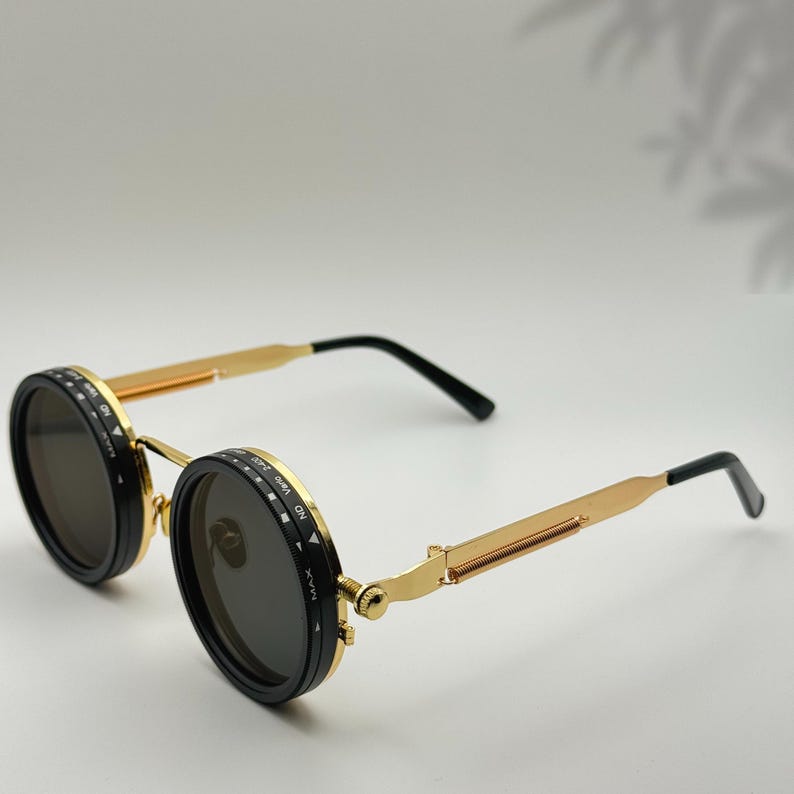 Steampunk Sunglasses: Adjustable Tint, Polarized UV400 Lenses, Personalized Case