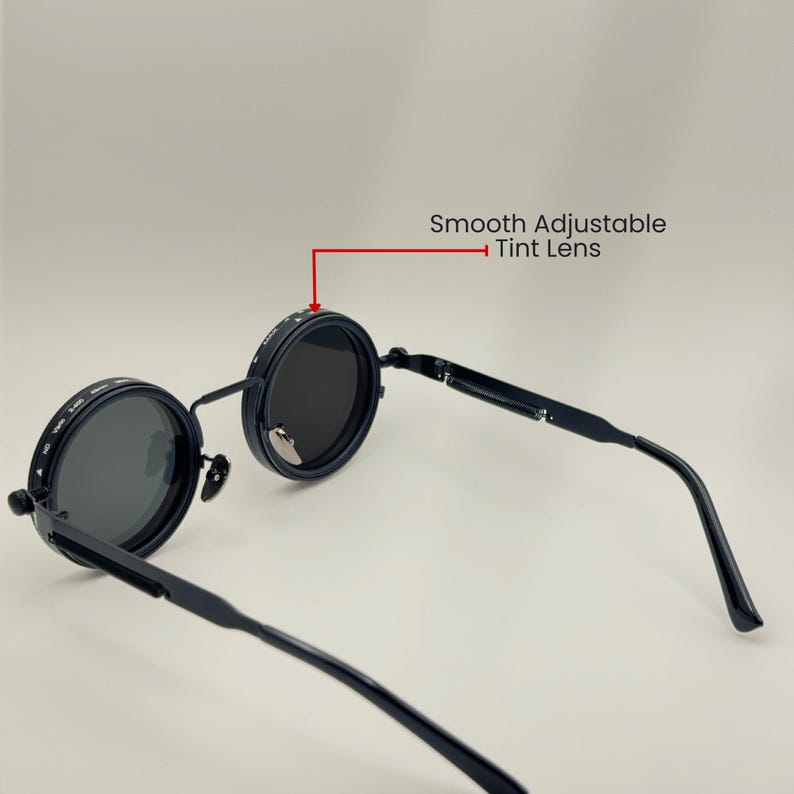 Steampunk Sunglasses: Adjustable Tint, Polarized UV400 Lenses, Personalized Case