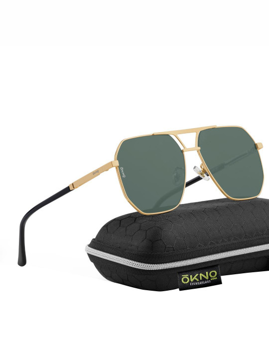 OKNO - Polarised and UV Protected Lens Unisex Metal Green Large Other Sunglasses