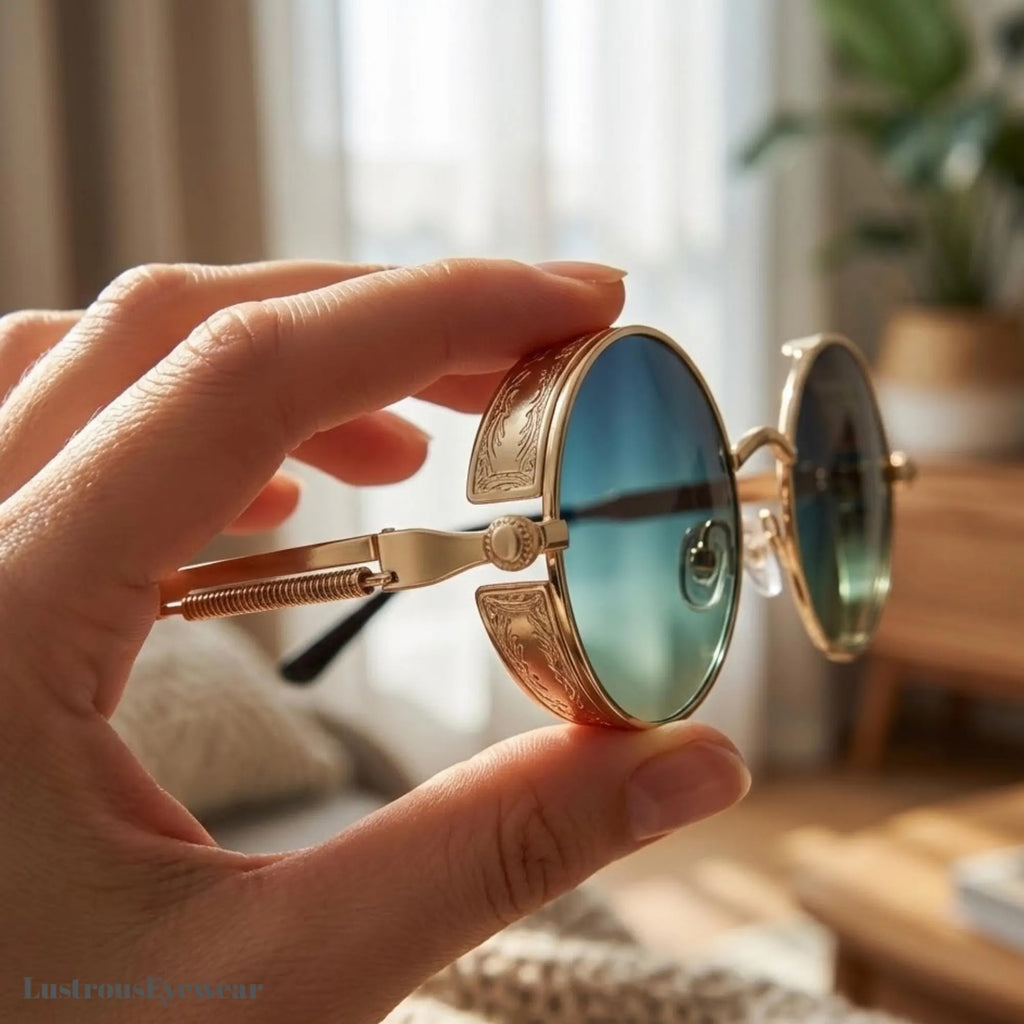 Vintage Round Steampunk Sunglasses: 90s Retro Costume Shades