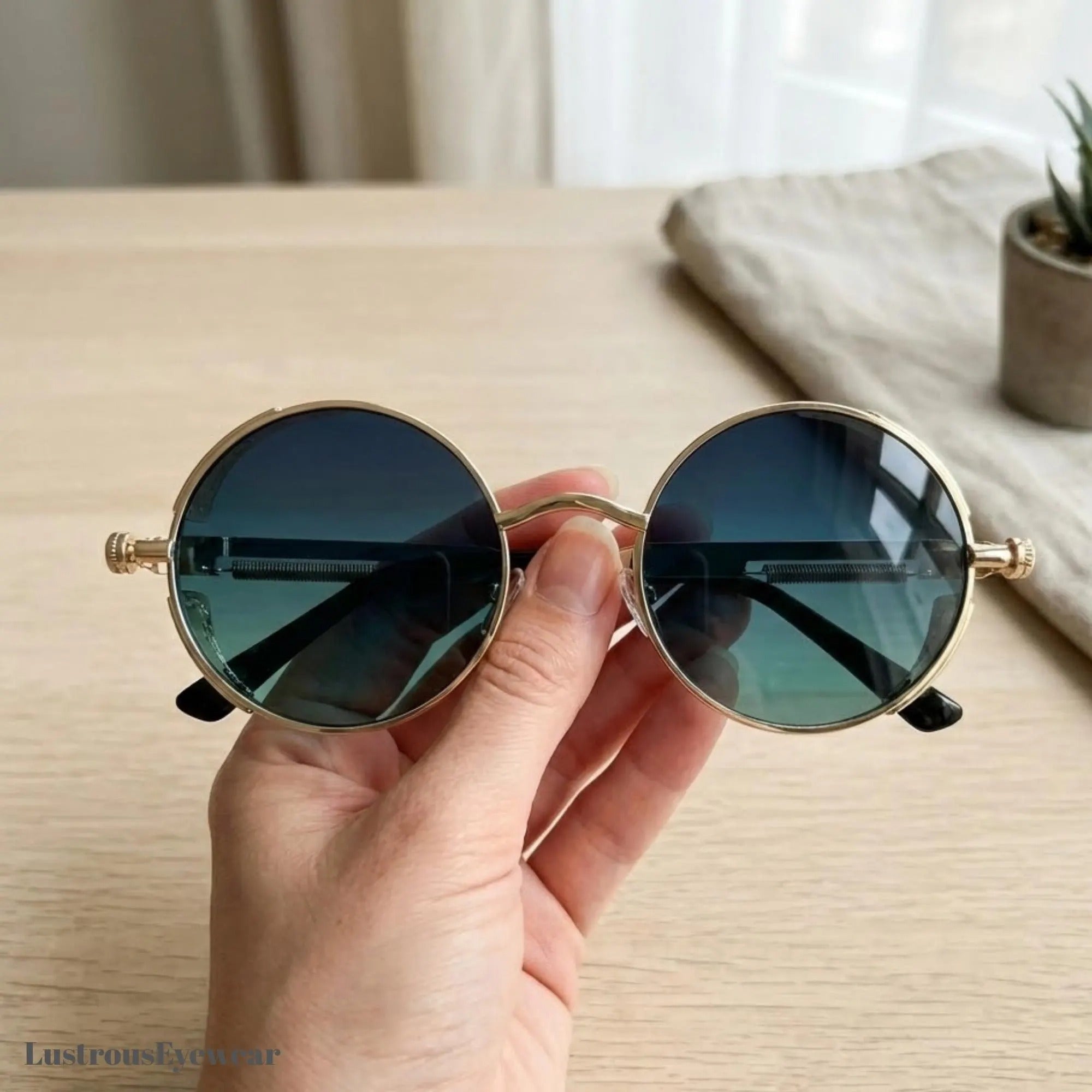 Vintage Round Steampunk Sunglasses: 90s Retro Costume Shades