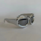 Y2K Silver Black Bubbly Round Rave Sunglasses Unisex Festival UVA UVB