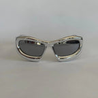 Y2K Silver Black Bubbly Round Rave Sunglasses Unisex Festival UVA UVB