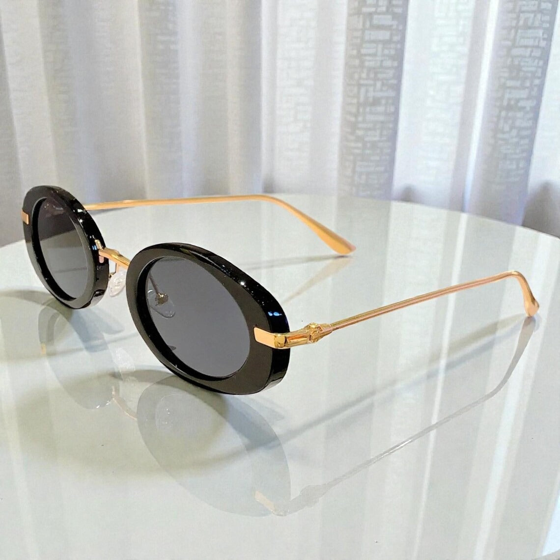 Small Oval Frame Retro Punk Sunglasses – Metal Leopard Trendy Shades
