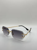 Luxury Rimless Square Gradient Sunglasses: Gold Frame UV Eyewear