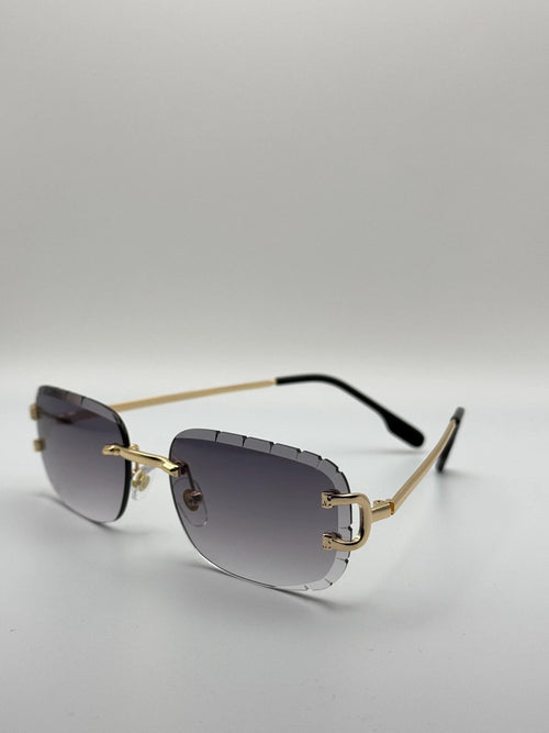 Luxury Rimless Square Gradient Sunglasses: Gold Frame UV Eyewear