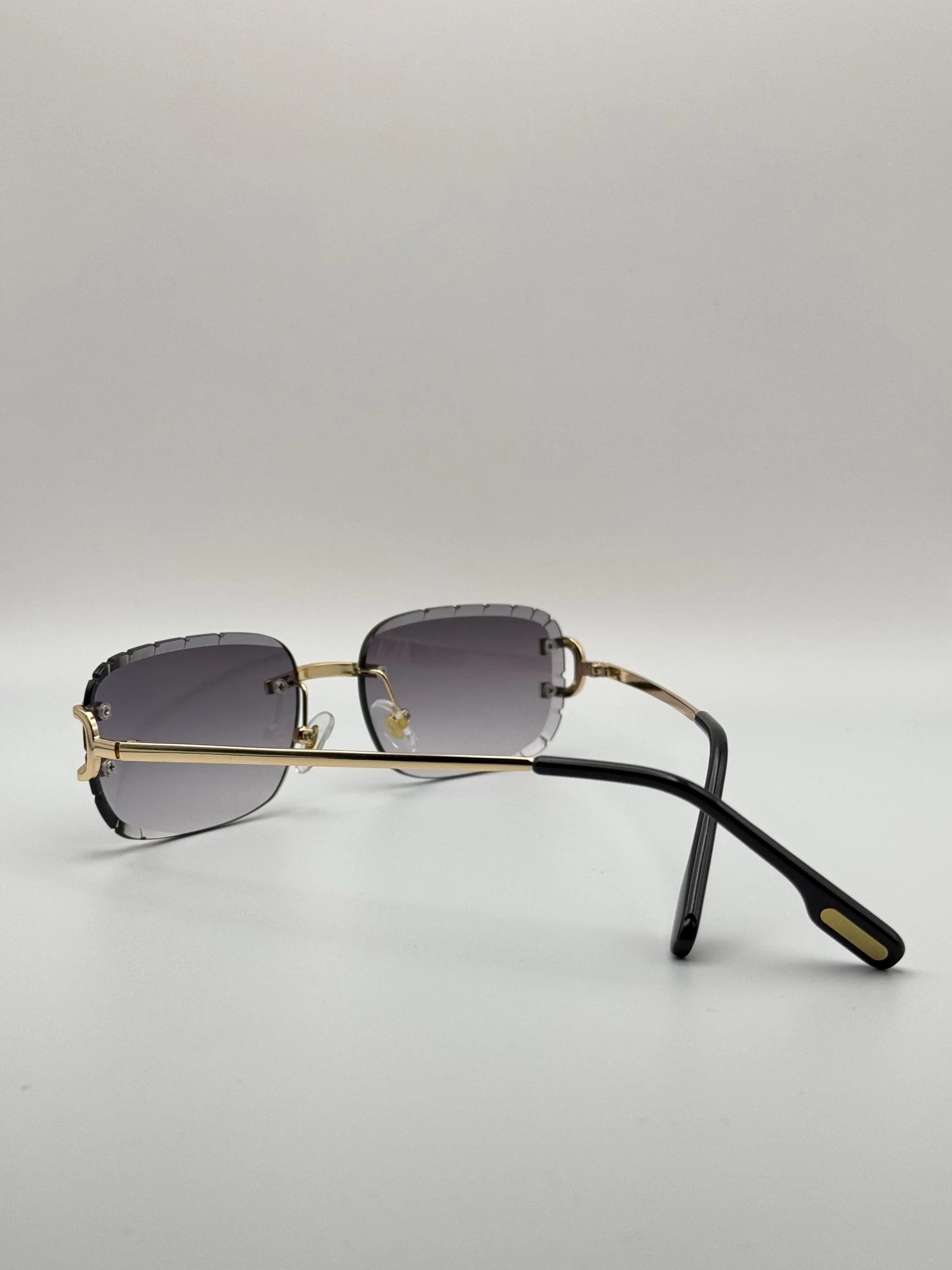 Luxury Rimless Square Gradient Sunglasses: Gold Frame UV Eyewear