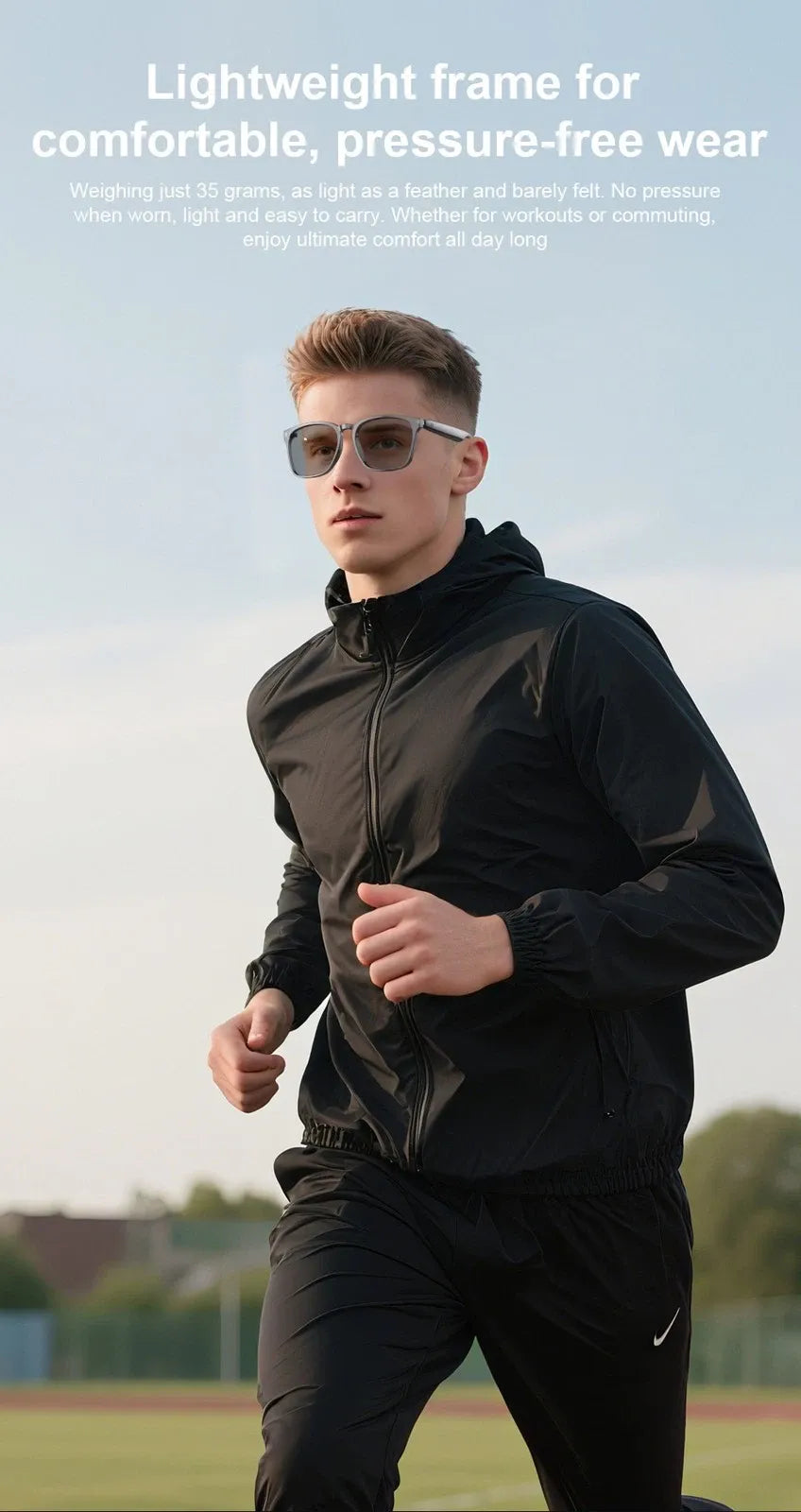 AI Translator Smart Glasses Bluetooth Photochromic Lenses Music Calls trg