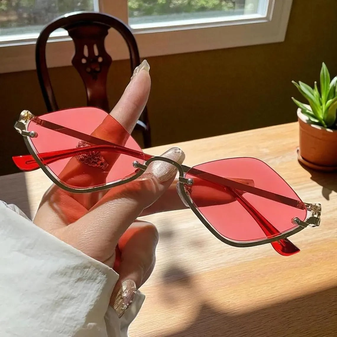 Smart Metal Frame Punk Style Glasses, Smart Diamond Shaped Sunglasses, Festival Accessories, Trendy Fashion Glasses Rave Wear, Gift For Her