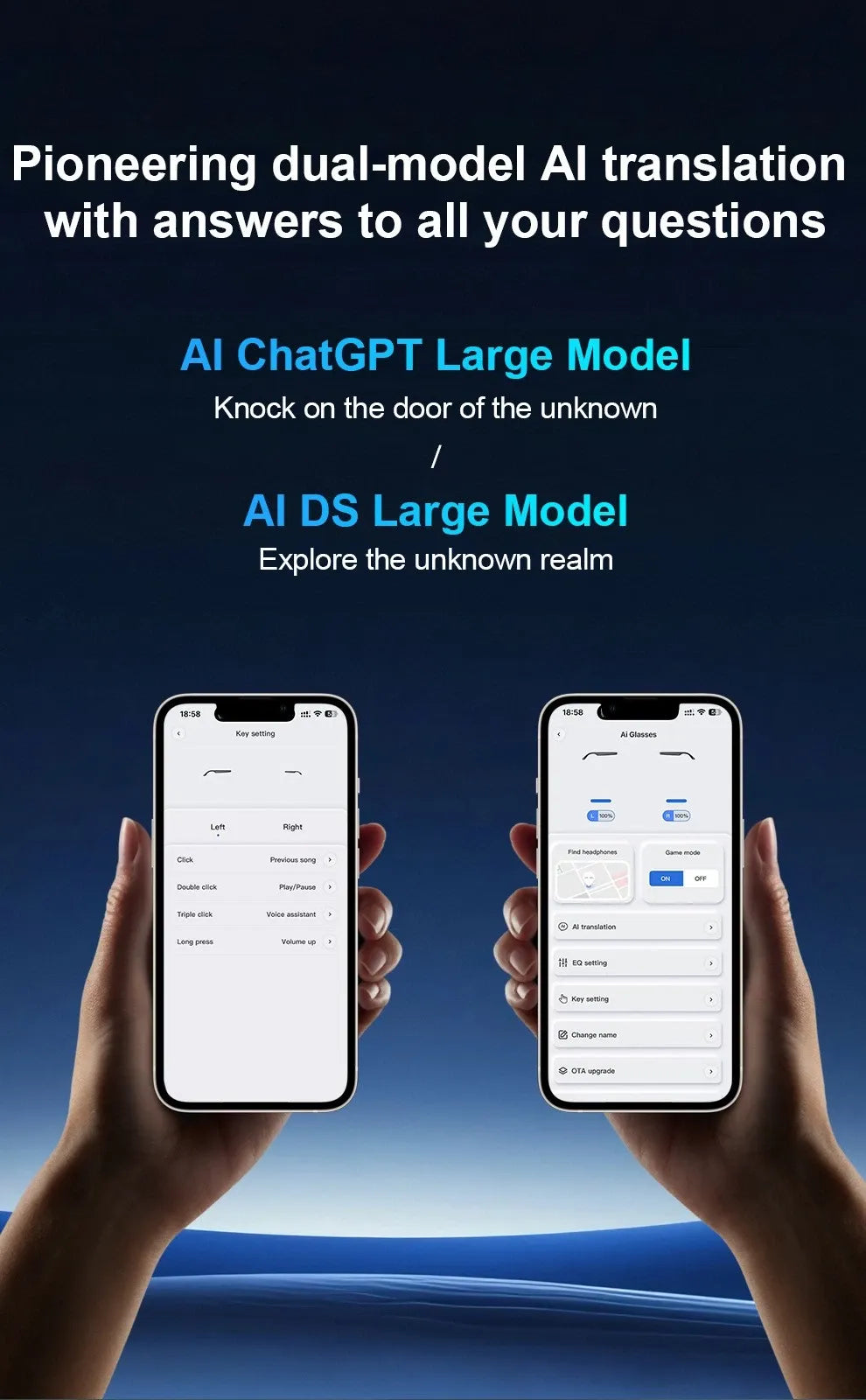 AI Translator Smart Glasses Bluetooth Photochromic Lenses Music Calls trg
