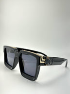 Oversized Retro Square Sunglasses: Black Acetate Frames, UV400 Protection