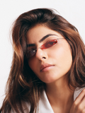 SALTY - Women Red Lens & Silver-Toned Rectangle Sunglasses with