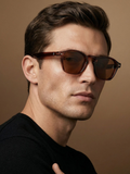 CROWNCHI - Men Brown Lens & Brown Square Sunglasses with