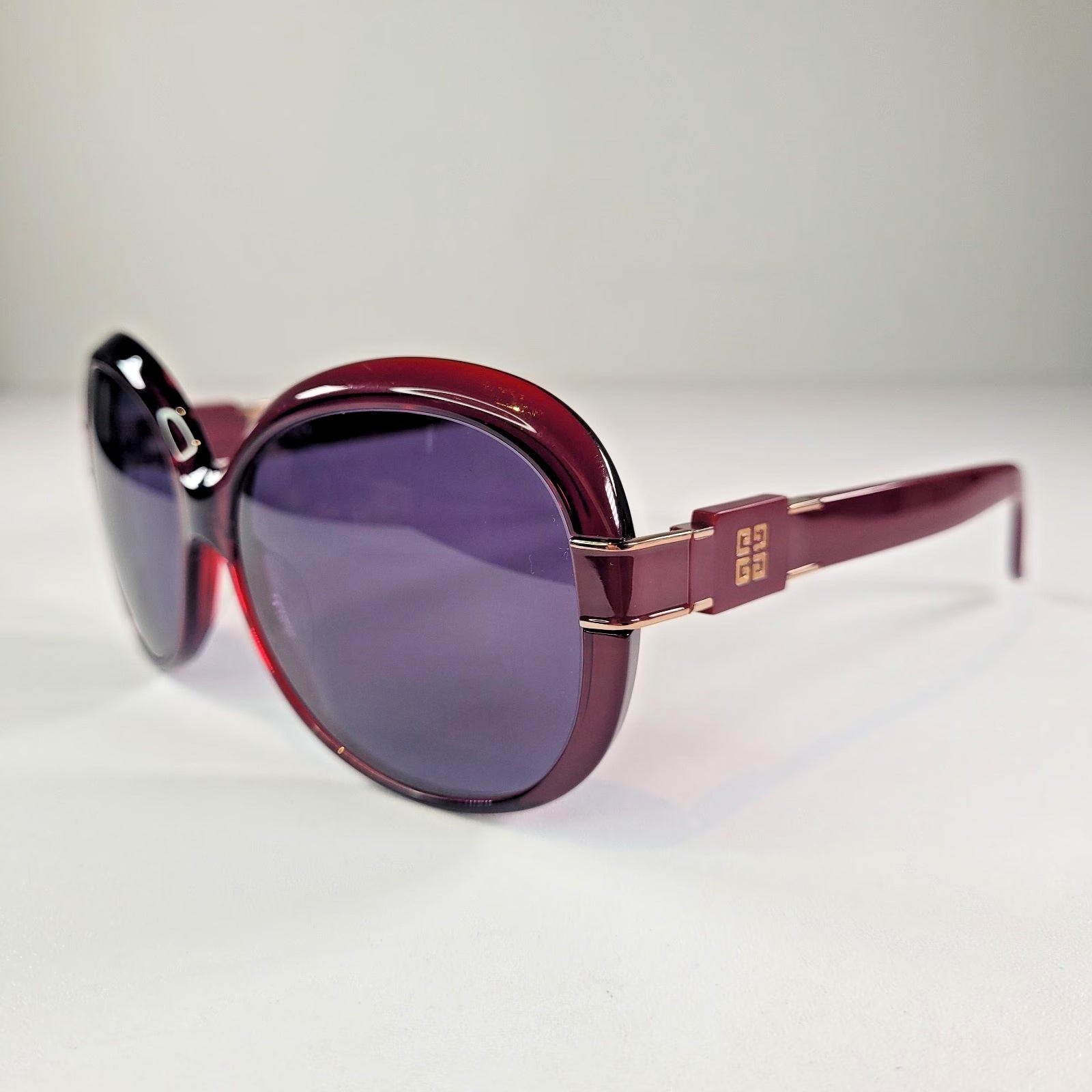 Vintage Givenchy Burgundy Sunglasses SGV695 Early 2000s Oversized Designer Frames