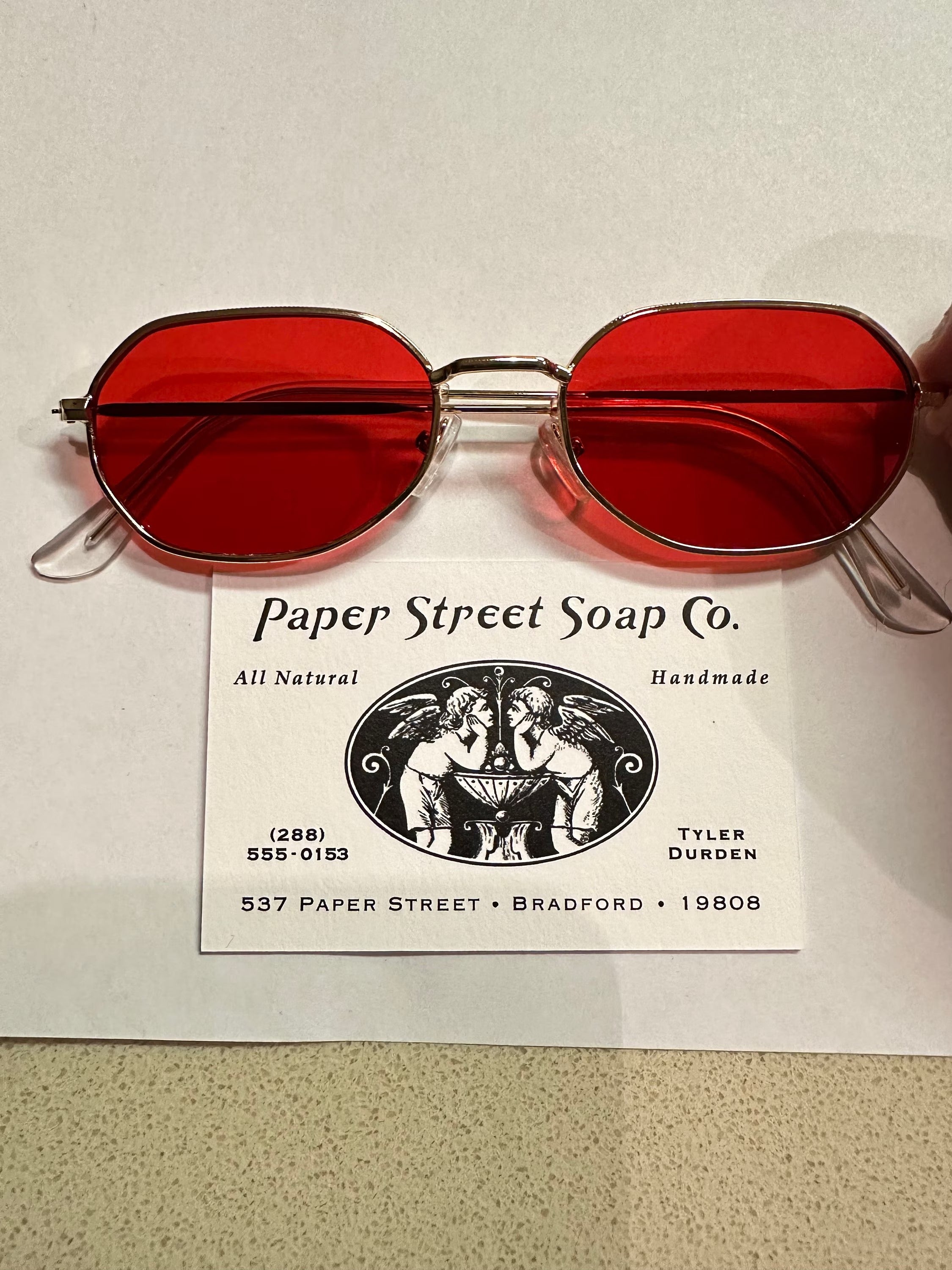 Paper Street Tyler Durden Sunglasses Shades Fight Club NEW Oliver Peoples 523 Brad Pitt Red costume Aero Plane Scene Style