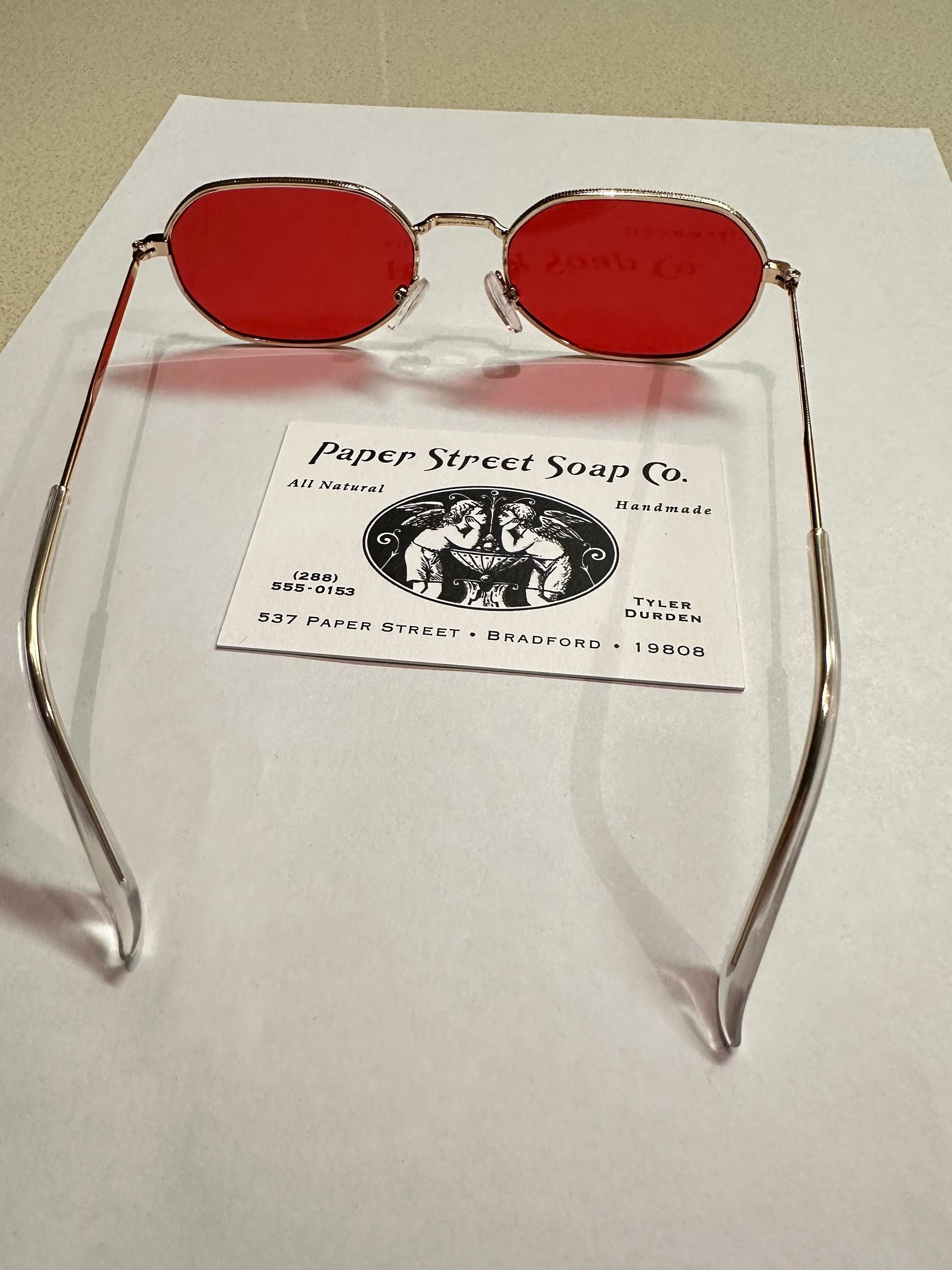 Paper Street Tyler Durden Sunglasses Shades Fight Club NEW Oliver Peoples 523 Brad Pitt Red costume Aero Plane Scene Style