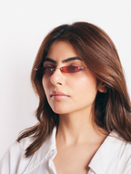 SALTY - Women Red Lens & Silver-Toned Rectangle Sunglasses with