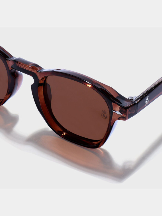 CROWNCHI - Men Brown Lens & Brown Square Sunglasses with