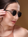 Voyage X fwd - Unisex Black Lens & Silver-Toned Round Sunglasses with UV Protected Lens
