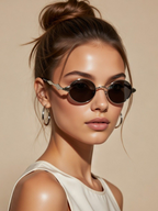 GYNK - Black Lens & Silver-Toned Oval Sunglasses with