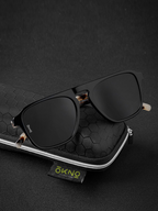 OKNO - Polarised and UV Protected Lens Unisex Acetate Black Square Sunglasses
