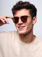 Unisex Brown Lens & Brown Square Sunglasses