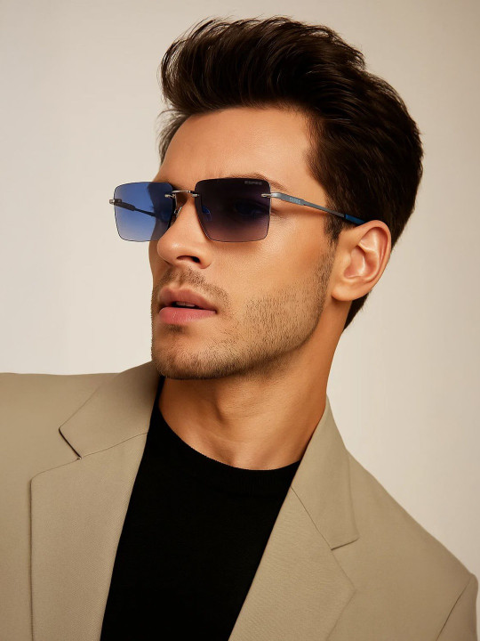 Espee - Men Gunmetal-Toned Rectangle Sunglasses with Blue UV Protected Lens ESS1004C3SG