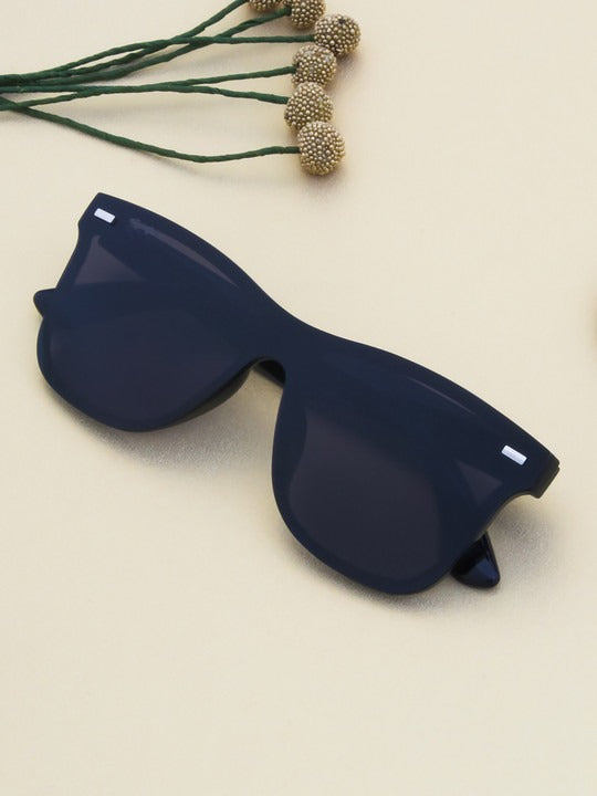 Ted Smith Matt Black Wayfarer Rimless Sunglasses