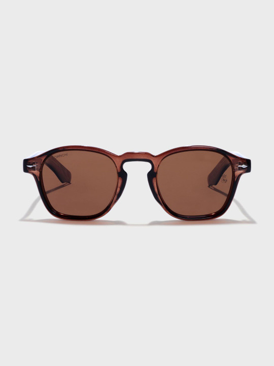 CROWNCHI - Men Brown Lens & Brown Square Sunglasses with