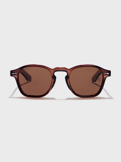 CROWNCHI - Men Brown Lens & Brown Square Sunglasses with