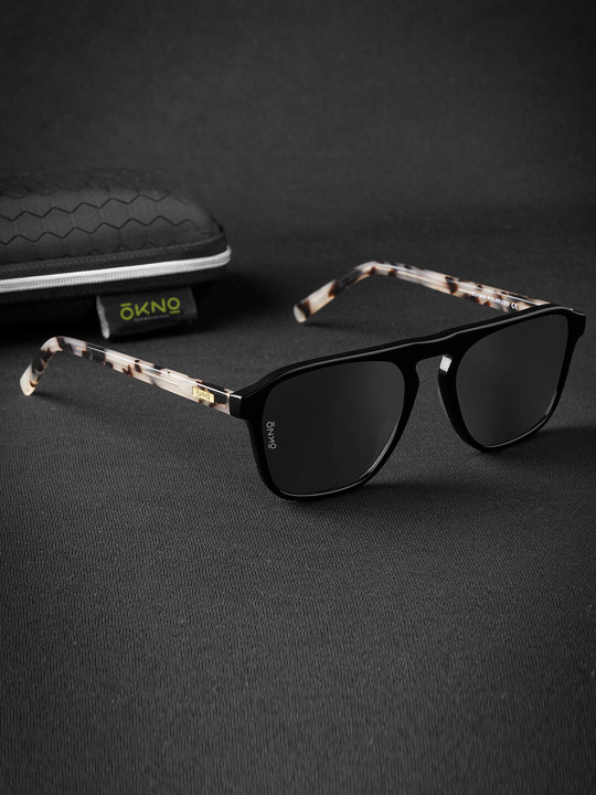 OKNO - Polarised and UV Protected Lens Unisex Acetate Black Square Sunglasses