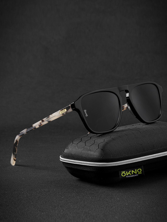 OKNO - Polarised and UV Protected Lens Unisex Acetate Black Square Sunglasses