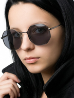 John Jacobs - Unisex Hexagonal Sunglasses with Polarised and UV Protected Lens