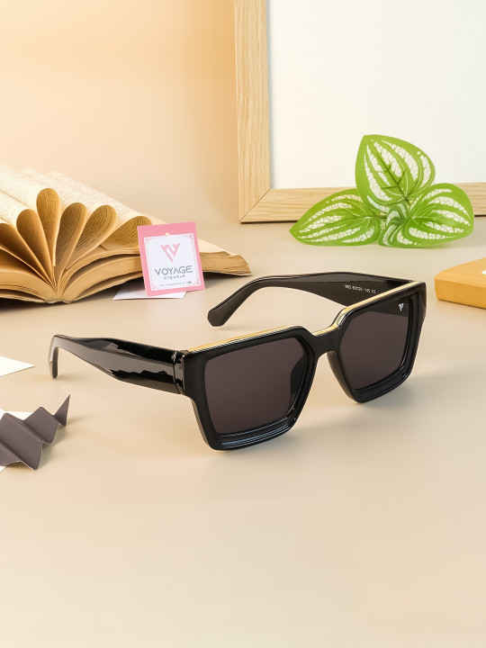 Voyage - Unisex Black Lens & Black Wayfarer Sunglasses with UV Protected Lens