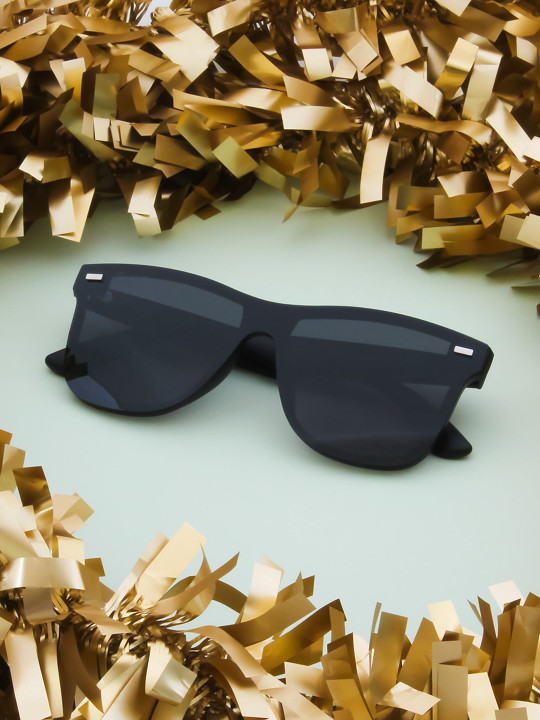 Ted Smith - Aesthetic Black Wayfarer Rimless Sunglasses With Polarized Lens