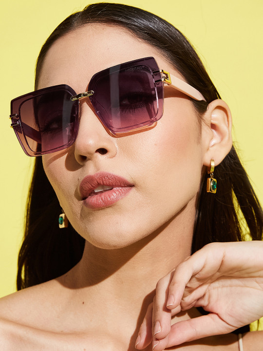 HASHTAG EYEWEAR - Women Oversized Sunglasses With UV Protected Lens G-15065-pink