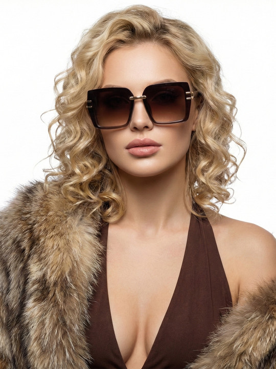 HASHTAG EYEWEAR - Women Oversized Sunglasses With UV Protected Lens G-15065-brown