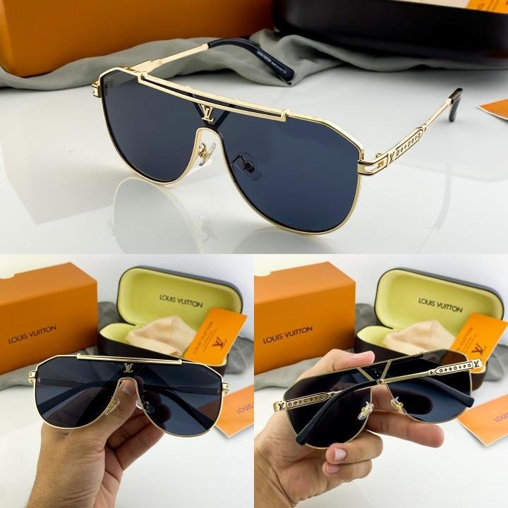 Louis Vuitton Gold Black 22295 Sunglasses