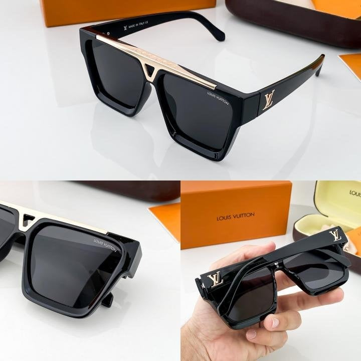 Louis Vuitton Gold Black 1502 Sunglasses