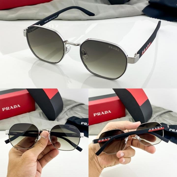 Prada Silver Green Shaded 972 Sunglasses