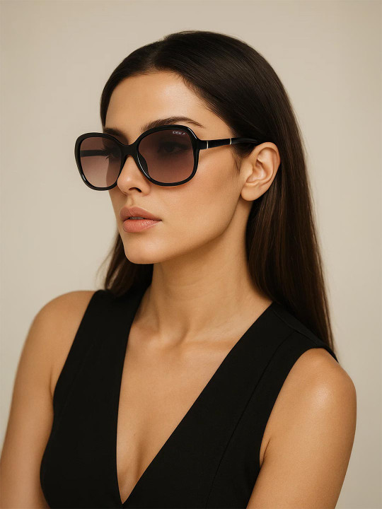 IDEE - Women Orange Lens & Black Butterfly Sunglasses with Polarised Lens IDS2540C5PSG